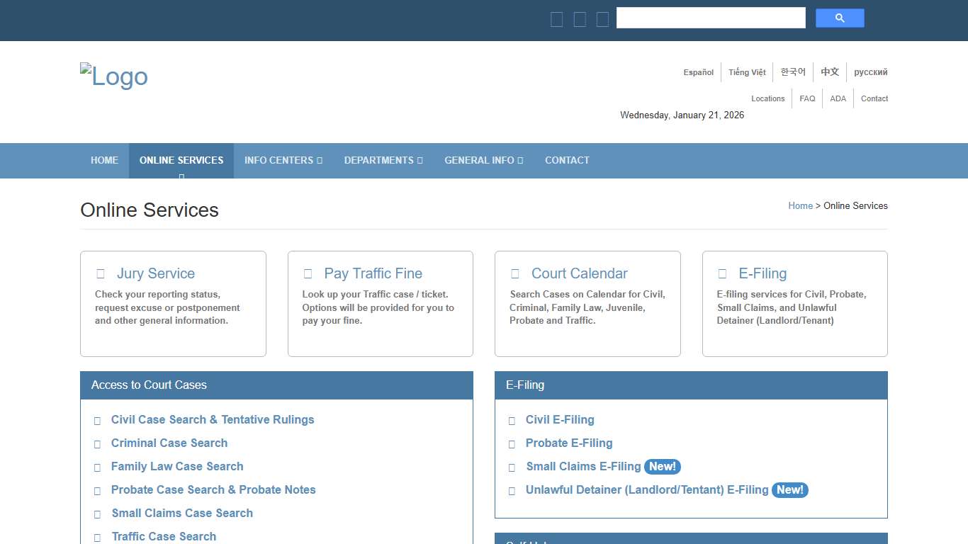Online Services: Sacramento Superior Court